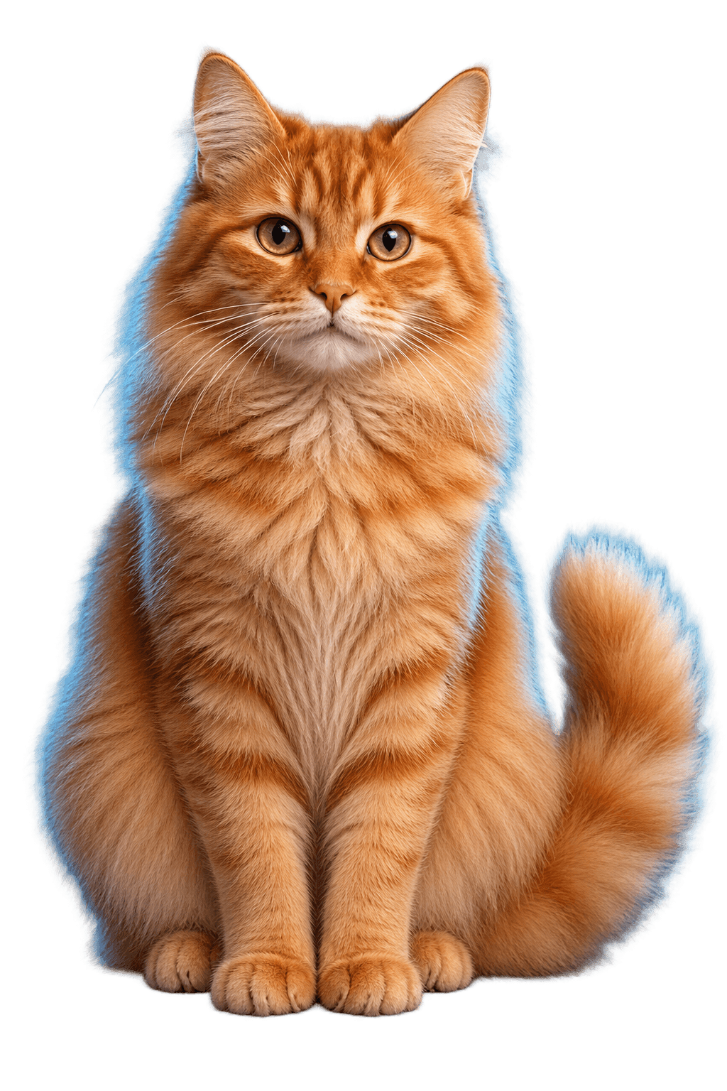 A ginger cat with luminous green eyes in a moonlit portrait
